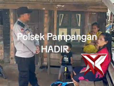Personil Polsek Pampangan melaksanakan kegiatan sambang kamtibmas
