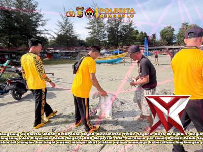 *Polsek Teluk Segara Dukung Program ASRI dan GEMPAR lewat Aksi Bersih Pantai Jakat pasca Libur Hari