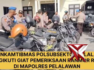 Bhabinkamtibmas Polsubsektor Pelalawan Ikuti Giat Pemeriksaan Ranmor di Polres Pelalawan
