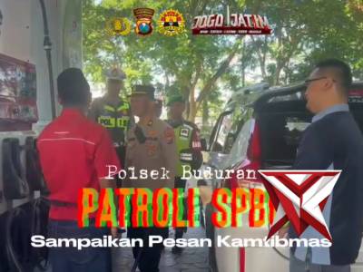 Personil Polsek Buduran Patroli Ke SPBU Untuk Cegah Gangguan Kamtibmas.