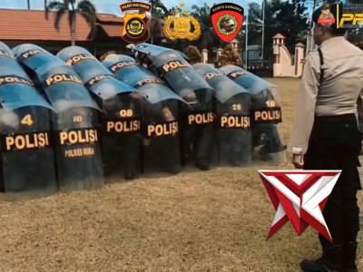 Personel Sat samapta polres musi rawas melaksanakan latihan dalmas yang di pimpin oleh Kasat Samapta