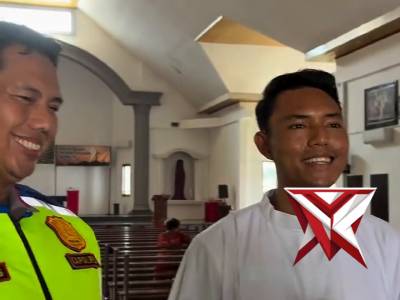 Kapolres Musi Rawas melaksanakan pengecekan kegiatan ibadah Jumat Agung di Gereja Santa Maria