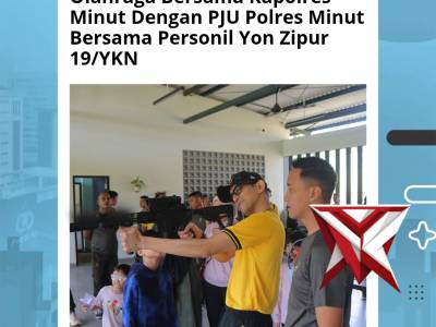 Olahraga Bersama Kapolres Minut Dengan PJU Polres Minut Bersama Personil Yon Zipur 19/YKN