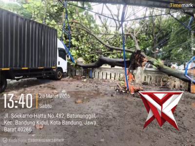 Sigap Tangani Bencana Alam,Bhabinkamtibmas Polsek Bandung Kidul Bersama Warga Evakuasi Pohon Tumbang