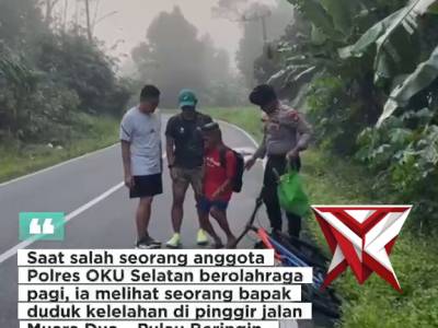 ANGGOTA PAMAPTA POLRES OKU SELATAN GERAK CEPAT MEMBANTU BAPAK2 YANG KELELAHAN DI PINGGIR JALAN