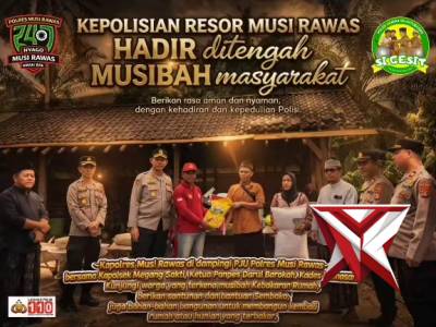 Polres musi rawas hadir di tengah musibah kebakaran di kec. Megang sakti kab musi rawas
