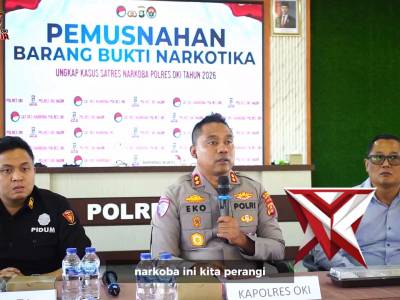 POLRES OKI MEMUSNAHKAN BARANG BUKTI NARKOTIK JENIS SABU SEBERAT SATU 927 GRAM - PoliceTube