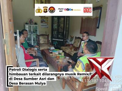 POLSEK BMT MELAKSANAKAN PATROLI DIALOGIS DAN MEMBERIKAN HIMBAUAN TERKAIT LARANGAN MUSIK REMIX