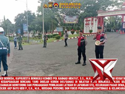 Polsek Teluk Segara melaksanakan monitoring kegiatan latihan kesiapsiagaan operasional bencana alam