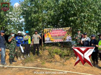 Personil Polsek Bayung Lencir Imbauan Larangan Illegal Drilling?