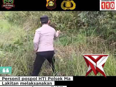 Polsek Muara Lakitan Pasang Banner Himbauan Lalulintas