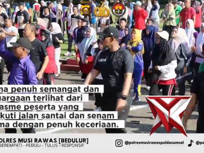 Kapolres Musi Rawas Hadiri Jalan Santai & Senam Bersama Meriahkan Hari Jadi ke-83 Kabupaten Mura