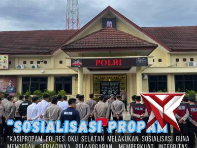 Kasipropam Polres OKU Selatan lakukan Sosialisasi pada saat Apel Pagi