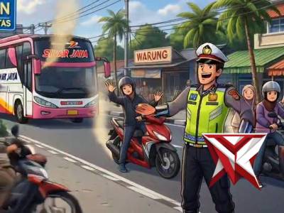 Polisi lalu lintas menghimbau untuk pemudik sehat perjalanan lancarr