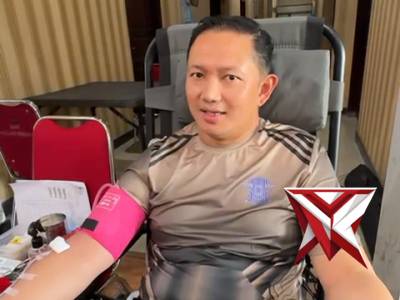 Polres Magetan melaksanakan kegiatan donor darah dalam rangka Bulan Dana PMI Kabupaten Magetan 2026