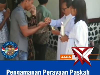 Polsek Purwodadi-Polres Mura melaksanakan pam di Gereja Santo Yusuf dalam acara perayaan paskah