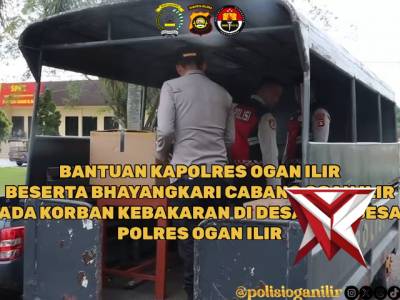 Bantuan Kapolres beserta bhayangkari ogan ilir kepada korban kebakaran