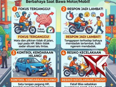 Bahaya pakai hp saat berkendara dijalan