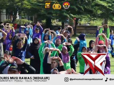 Kapolres Musi Rawas Hadiri Jalan Santai dan Senam Bersama Memeriahkan Hari Jadi ke83 Kab. Musi Rawas