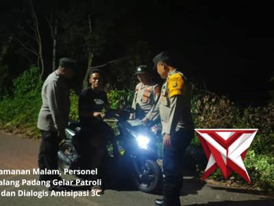 Jaga Keamanan Malam, Personel Polsek Talang Padang Gelar Patroli Hunting