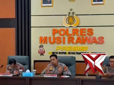 Kapolres musi rawas hadiri pembukaan rakernis gabungan empat satker polri secara virtual