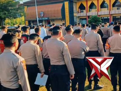 Polrestabes Palembang Mengikuti Apel Pemberian Penghargaan Kapolda Sumsel kepada Personel Polda Sums