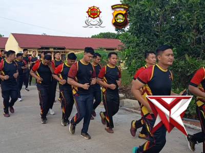 PERSONEL KOMPI 2 BATALYON D PELOPOR MELAKSANAKAN GIAT OLAHRAGA PAGI
