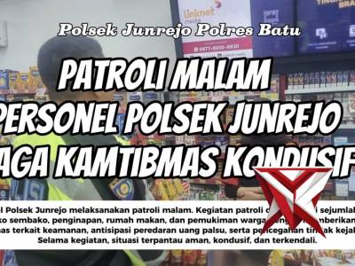 Patroli Malam Personel Polsek Junrejo Jaga Kamtibmas Kondusif - PoliceTube