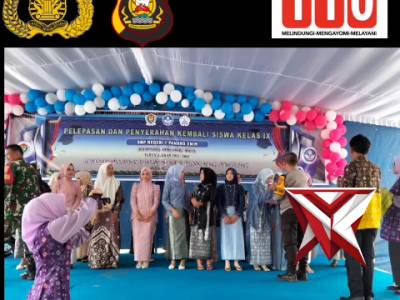 BP 6. Bhabinkamtibmas hadir dalam acara pelepasan dan penyerahan kembali siswa/siswi kelas IX SMP N