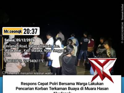 Respons Cepat Polri Bersama Warga Lakukan Pencarian Korban Terkaman Buaya di Muara Hasan Abudenok