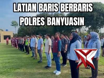 Latihan Baris Berbaris Polres Banyuasin