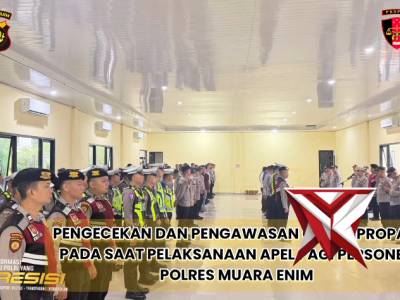 Sipropam Polres Muara Enim melaksanaoan pengawasan apel pagi pers Polres Muara Enim - PoliceTube