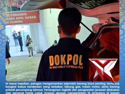 Sebanyak 16 kantong jenazah korban kecelakaan maut antara Bus ALS dan Truk Tangki di Jalinsum l