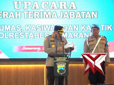 POLRESTABES SEMARANG GELAR SERTIJAB KASI HUMAS , KASIWAS DAN KASI TIK