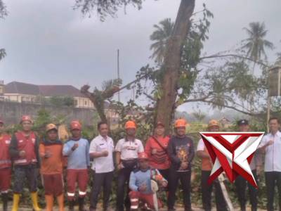 1.Bersama- sama Evakuasi Pohon tumbang di Desa Ngadilangkung