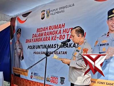 BEDAH RUMAH DALAM RANGKA HUT BHAYANGKARA KE 80 POLDA SUMATERA SELATAN