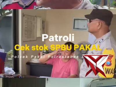 Polsek Pakal melaksanakan patroli untuk mengecek stok SPBU Pakal