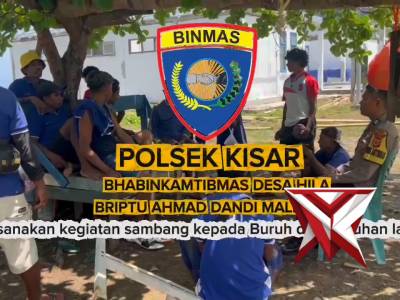 Bhabinkamtibmas desa hila laksanakan giat sambang kepada buruh di pelabuhan laut hila