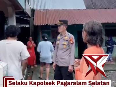 Sigap kapolsek Pagaralam selatan mendatangi lokasi banjir