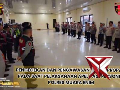 Sipropam Polres Muara Enim melaksanaoan pengawasan apel pagi pers Polres Muara Enim