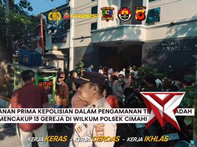 Personel Polsek Cimahi melaksanakan Pengamanan rangkaian Ibadah Umat Kristiani dalam rangka Kenaikan
