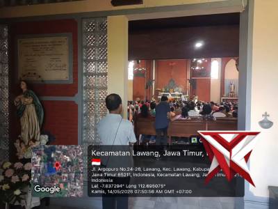 Personil Polsek Lawang Laksanakan kegiatan pengamanan hari kenaikan Yesus Kristus di gereja Jago