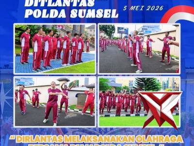 Dirlantas Polda Sumsel Mengikuti kegiatan olahraga bersama di mapolda sumsel