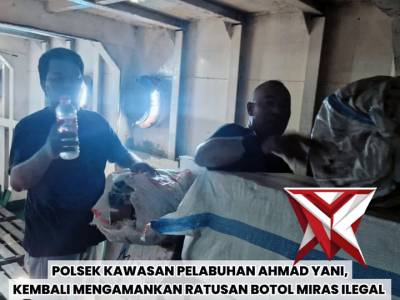Polsek Kawasan Pel Ahmad Yani amankan ratusan botol miras