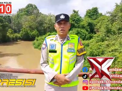 Polsek Semendawai Suku III melakukan giat monitoring debit air sungai