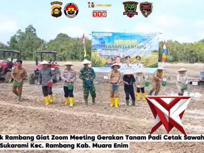 *IKUTI GERAKAN TANAM SERENTAK, KAPOLSEK RAMBANG HADIRI PENANAMAN PADI DI LAHAN CSR SUKARAME*