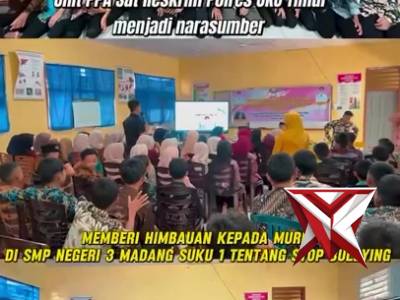 Unit PPA sat reskrim polres OKU Timur menjadi narasumber di SMP N 3 MDS I tentang Stop Bullying