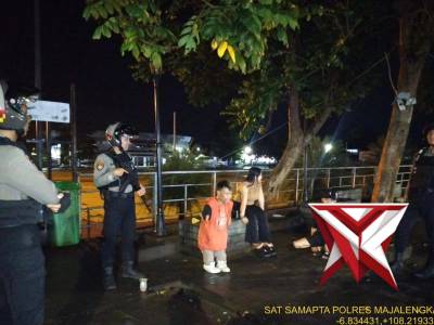 Jaga Keamanan Malam Hari, Tim Patroli Perintis Presisi Polres Majalengka Sisir Alun-Alun dan Bundara