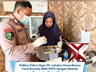 Dokkes Polres Ogan Ilir Lakukan Pemeriksaan Food Security MBG SPPG dengan Metode Organoleptik.