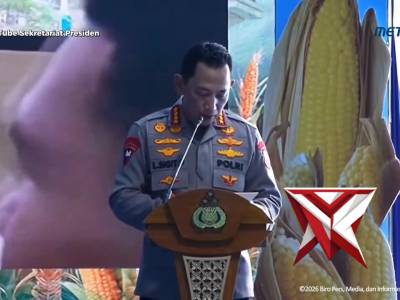Dalam acara panen raya jagung serentak dan groundbreaking 10 gudang ketahanan pangan Polri